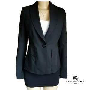 Burberry London Stretch Wool Single Button Blazer